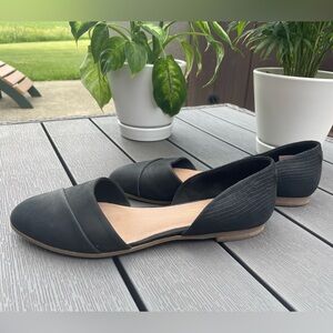 Toms Jutte D’Orsay Black Lizard Flats Size 8